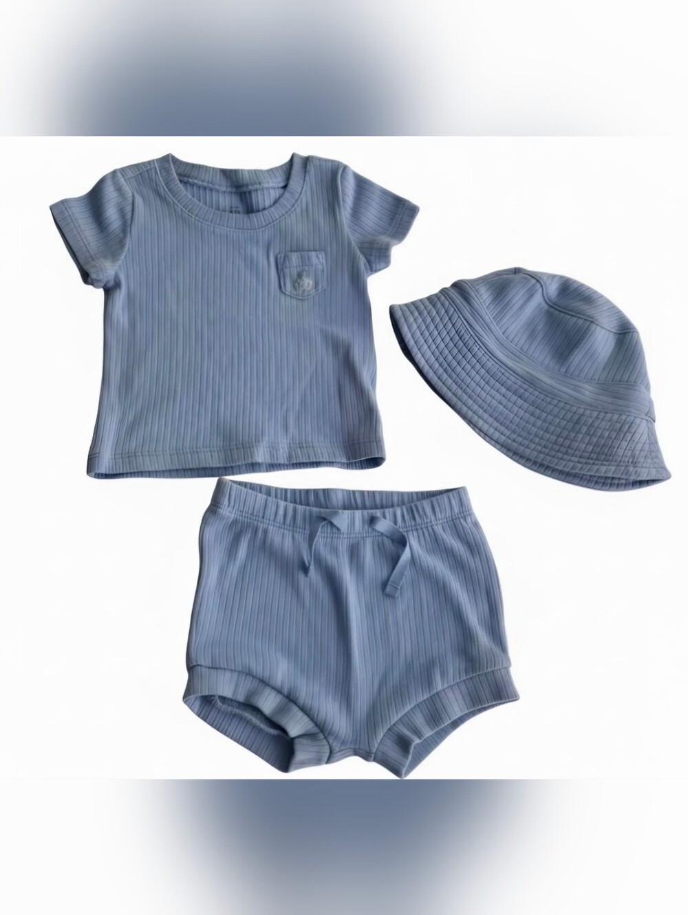 Baby Gap Blue Ribbed 3-Piece Outfit Set with Bucket Hat